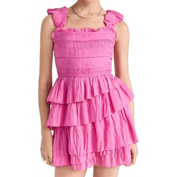 NEW SEA sleeveless tiered dress pink in pink